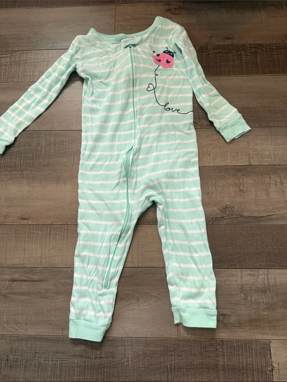 Carter's Mint Green and White Striped Baby Sleep Sacks with Animal Prints